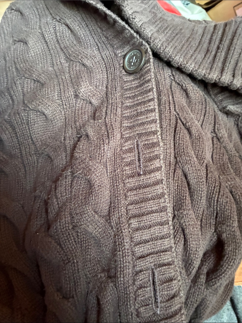 Polo jeans Ralph lauren Chocolate Cableknit Cardigan Sweater Size L